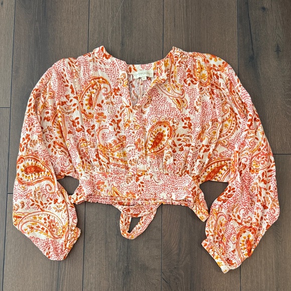Cynthia Rowley Tops - Cynthia Rowley Orange and Pink Paisley Blouse
